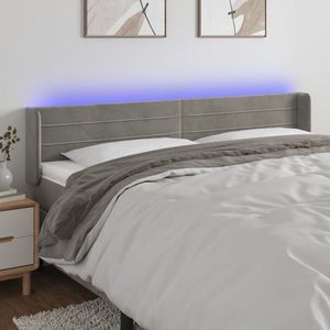 vidaXL Tăblie de pat cu LED, gri deschis, 163x16x78/88 cm, catifea imagine