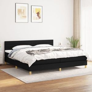 vidaXL Pat box spring cu saltea, negru, 200x200 cm, textil imagine