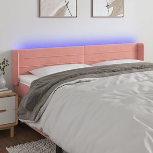 vidaXL Tăblie de pat cu LED, roz, 183x16x78/88 cm, catifea imagine