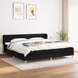 vidaXL Pat box spring cu saltea, negru, 200x200 cm, textil imagine