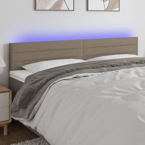 vidaXL Tăblie de pat cu LED, gri taupe, 180x5x78/88 cm, textil imagine