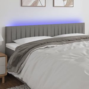 vidaXL Tăblie de pat cu LED, gri închis, 160x5x78/88 cm, textil imagine