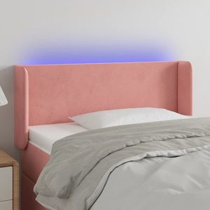 vidaXL Tăblie de pat cu LED, roz, 93x16x78/88 cm, catifea imagine