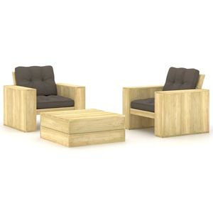vidaXL Set mobilier de grădină cu perne, 3 piese, lemn de pin tratat imagine