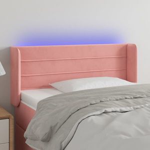 vidaXL Tăblie de pat cu LED, roz, 103x16x78/88 cm, catifea imagine