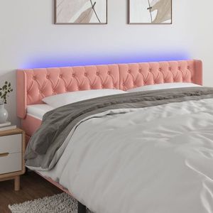 vidaXL Tăblie de pat cu LED, roz, 183x16x78/88 cm, catifea imagine