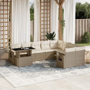 vidaXL Set canapele de grădină cu perne, 10 piese, bej, poliratan imagine