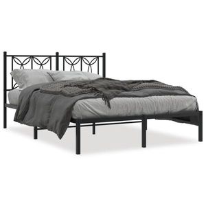 vidaXL Cadru de pat metalic cu tăblie, negru, 140x200 cm imagine