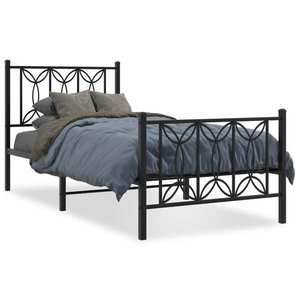 vidaXL Cadru de pat, negru, 90x200 cm, metal imagine