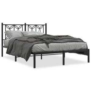 vidaXL Cadru de pat metalic cu tăblie, negru, 140x190 cm imagine
