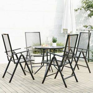 vidaXL Set scaune de grădină rabatabile, 5 buc., antracit, oțel vopsit imagine