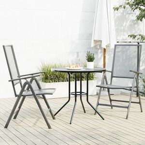 vidaXL Set scaune de grădină rabatabile, 3 buc., antracit, oțel vopsit imagine