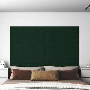 vidaXL Panouri de perete 12 buc. verde închis 90x15 cm catifea 1, 62 m² imagine