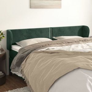 vidaXL Tăblie de pat cu aripioare verde închis 183x23x78/88 cm catifea imagine