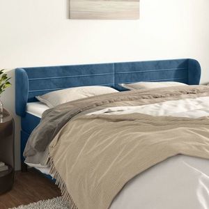 vidaXL Tăblie pat cu aripioare albastru închis 163x23x78/88 cm catifea imagine