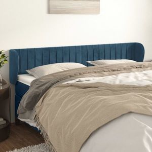 vidaXL Tăblie pat cu aripioare albastru închis 203x23x78/88 cm catifea imagine