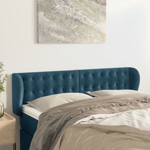 vidaXL Tăblie pat cu aripioare albastru închis 147x23x78/88 cm catifea imagine