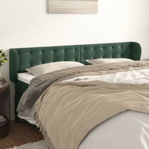 vidaXL Tăblie de pat cu aripioare verde închis 203x23x78/88 cm catifea imagine