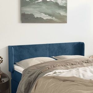 vidaXL Tăblie pat cu aripioare albastru închis 147x16x78/88 cm catifea imagine