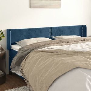 vidaXL Tăblie pat cu aripioare albastru închis 163x16x78/88 cm catifea imagine