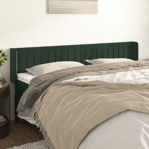 vidaXL Tăblie de pat cu aripioare verde închis 183x16x78/88 cm catifea imagine