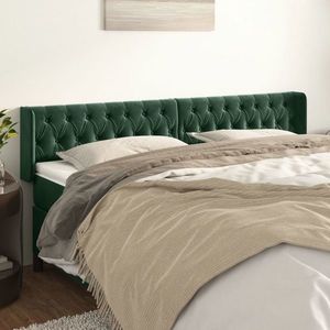 vidaXL Tăblie de pat cu aripioare verde închis 183x16x78/88 cm catifea imagine