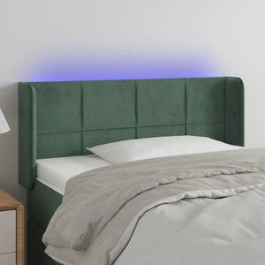 vidaXL Tăblie de pat cu LED, verde închis, 93x16x78/88 cm, catifea imagine