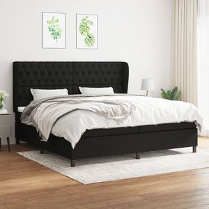 vidaXL Pat box spring cu saltea, negru, 200x200 cm, textil imagine