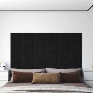 vidaXL Panouri de perete, 12 buc., negru, 30x15 cm, catifea, 0, 54 m² imagine