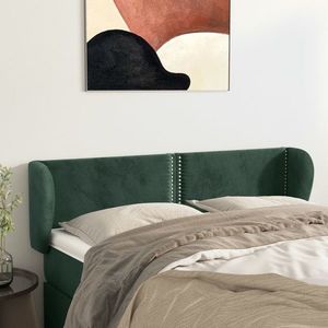 vidaXL Tăblie de pat cu aripioare verde închis 147x23x78/88 cm catifea imagine