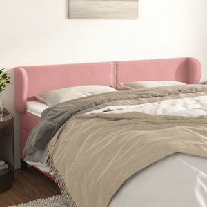 vidaXL Tăblie de pat cu aripioare roz 183x23x78/88 cm catifea imagine