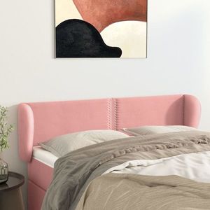 vidaXL Tăblie de pat cu aripioare roz 147x23x78/88 cm catifea imagine
