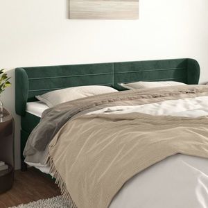 vidaXL Tăblie de pat cu aripioare verde închis 203x23x78/88 cm catifea imagine