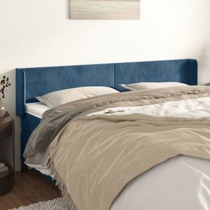 vidaXL Tăblie pat cu aripioare albastru închis 203x16x78/88 cm catifea imagine