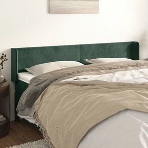 vidaXL Tăblie de pat cu aripioare verde închis 163x16x78/88 cm catifea imagine