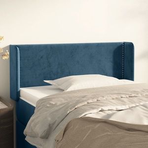 vidaXL Tăblie pat cu aripioare albastru închis 103x16x78/88 cm catifea imagine
