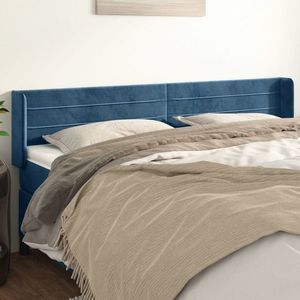vidaXL Tăblie pat cu aripioare albastru închis 163x16x78/88 cm catifea imagine