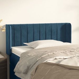 vidaXL Tăblie pat cu aripioare albastru închis 93x16x78/88 cm catifea imagine