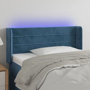 vidaXL Tăblie de pat cu LED, albastru închis, 83x16x78/88 cm, catifea imagine