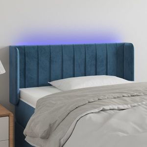 vidaXL Tăblie de pat cu LED, albastru închis, 83x16x78/88 cm, catifea imagine