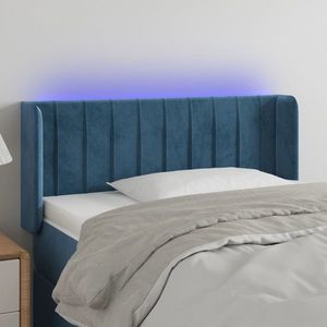 vidaXL Tăblie de pat cu LED, albastru închis, 103x16x78/88 cm, catifea imagine