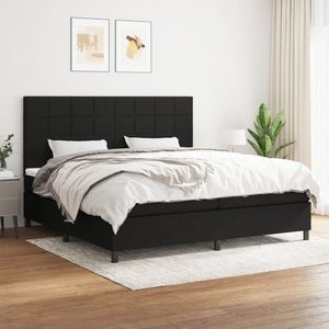 vidaXL Pat box spring cu saltea, negru, 200x200 cm, textil imagine