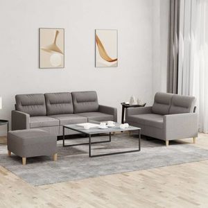 vidaXL Set de canapea cu perne, 3 piese, gri taupe, material textil imagine