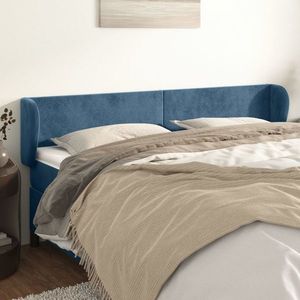 vidaXL Tăblie pat cu aripioare albastru închis 163x23x78/88 cm catifea imagine