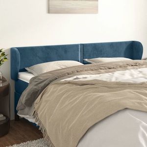 vidaXL Tăblie pat cu aripioare albastru închis 183x23x78/88 cm catifea imagine