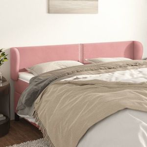 vidaXL Tăblie de pat cu aripioare roz 203x23x78/88 cm catifea imagine