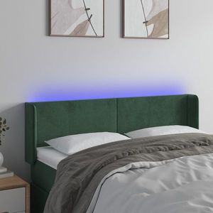 vidaXL Tăblie de pat cu LED, verde închis, 147x16x78/88 cm, catifea imagine