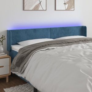 vidaXL Tăblie de pat cu LED, albastru închis, 203x16x78/88 cm, catifea imagine
