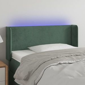 vidaXL Tăblie de pat cu LED, verde închis, 93x16x78/88 cm, catifea imagine