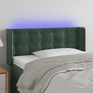 vidaXL Tăblie de pat cu LED, verde închis, 103x16x78/88 cm, catifea imagine